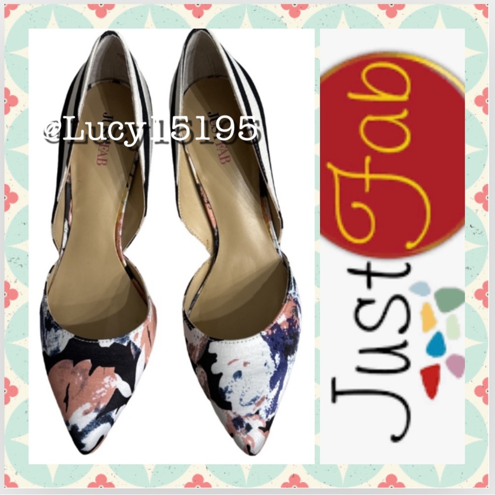 ❤️NWOT JustFab Chloe Floral Fabric Multi Color D’ Orsay Heel